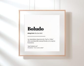 Boludo! Definition Poster | Messi Wall Art | Argentina Dictionary Style Decor