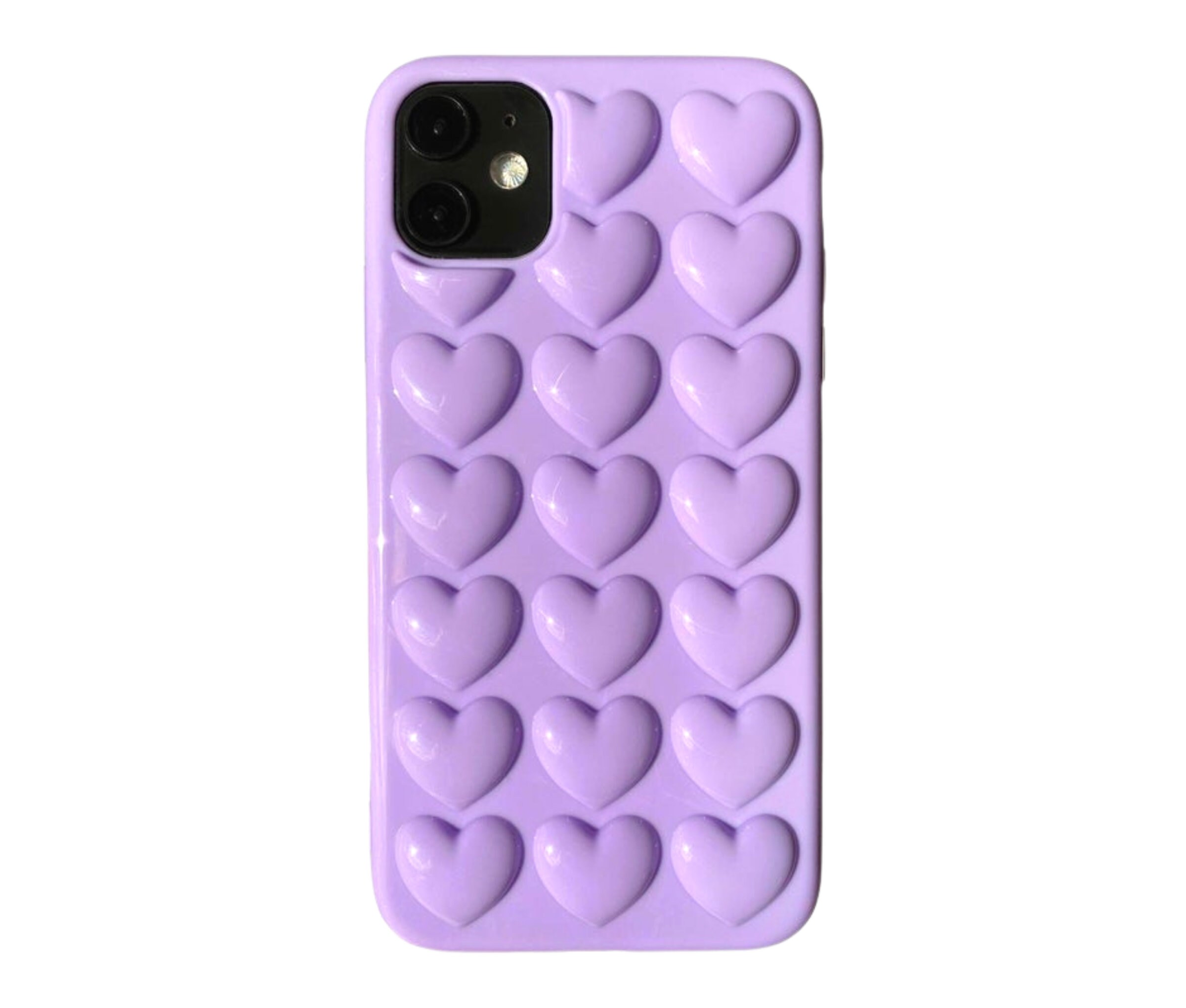 3d Purple Heart Bubbles Cute Trendy Dreamy Iphone 12 Case Etsy