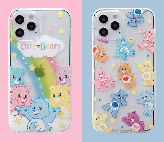 Cute Care Bears Rainbow Cartoon Clear Transparent Fun iPhone Case
