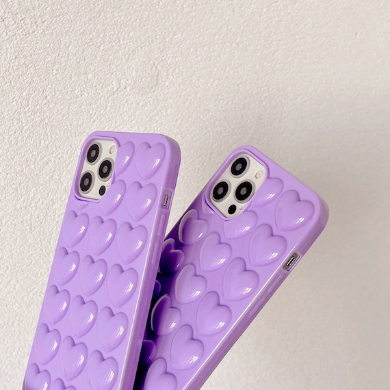 3d Purple Heart Bubbles Cute Trendy Dreamy Iphone 12 Case Etsy