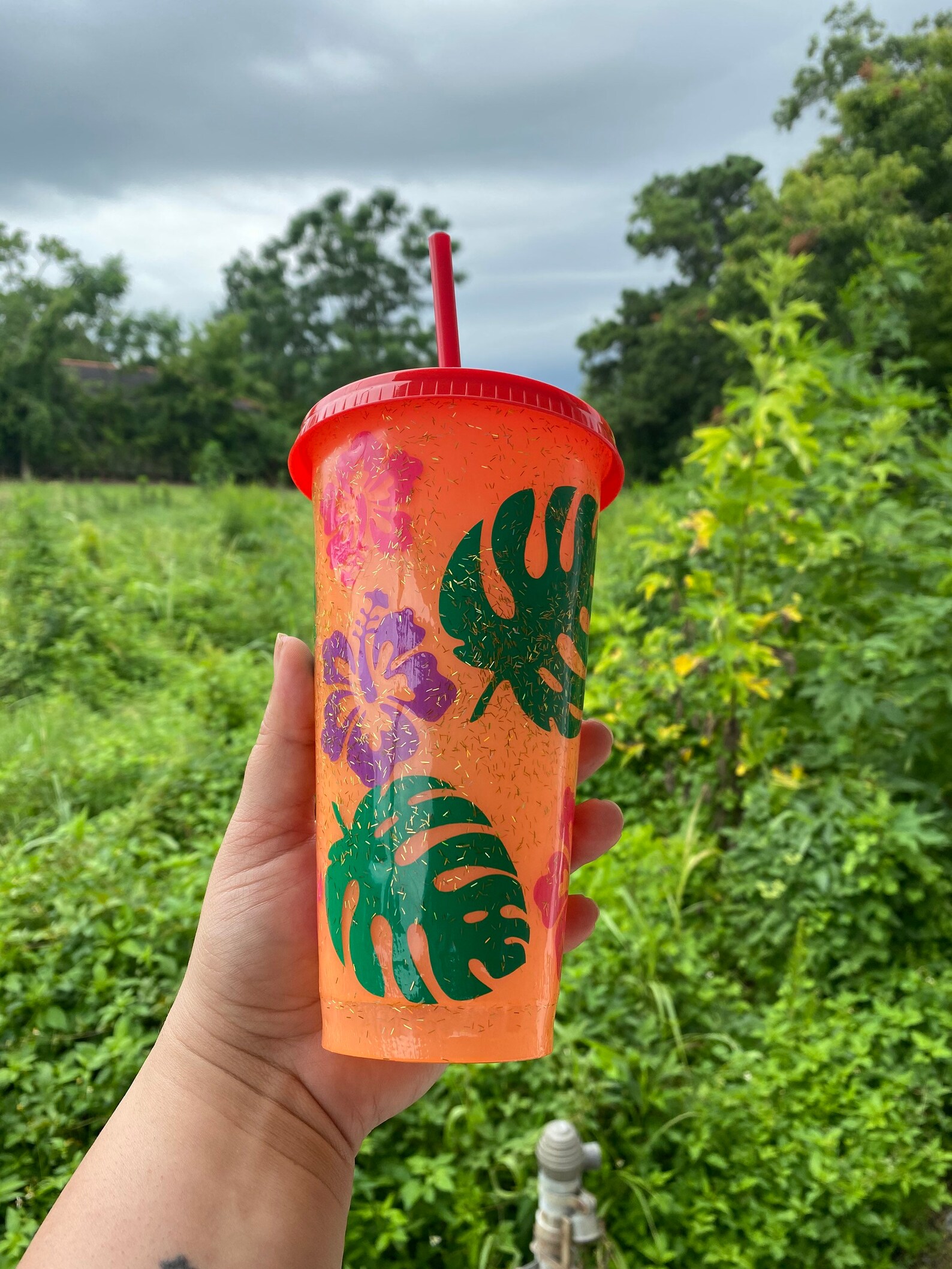 TROPICAL color changing cold cup epoxy sealed glitter Etsy