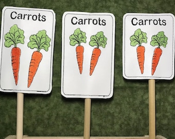 Carrots Garden Markers Stakes - ITH Embroidery Design Files - Instant Download - 4x4 & 5x7 hoop - Plant Labels - Gardeners Gift - Vegetable