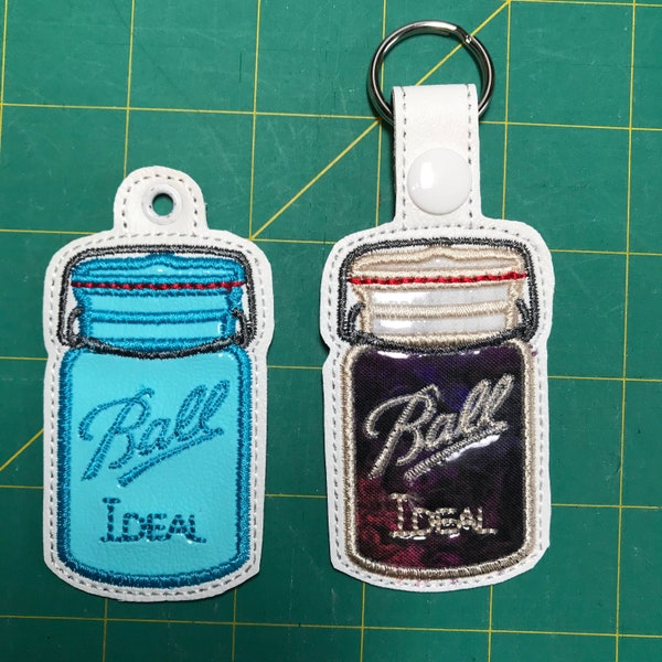 Ball Bail Canning Jar Key Fob Chain Embroidery Design File - Snap Tab - Eyelet - In the hoop 4x4 & 5x7 Digital Instant Download