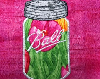 Ball Canning Jar Applique Embroidery Design File - 8 Sizes - 4x4 & 5x7 Digital Download File - Instant Download