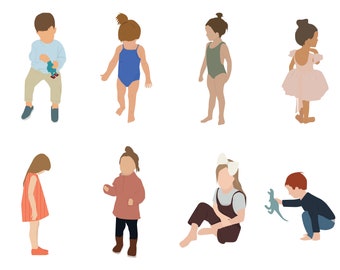 8 kids Package Flat Vector Clipart PNG AI Human Person Illustration