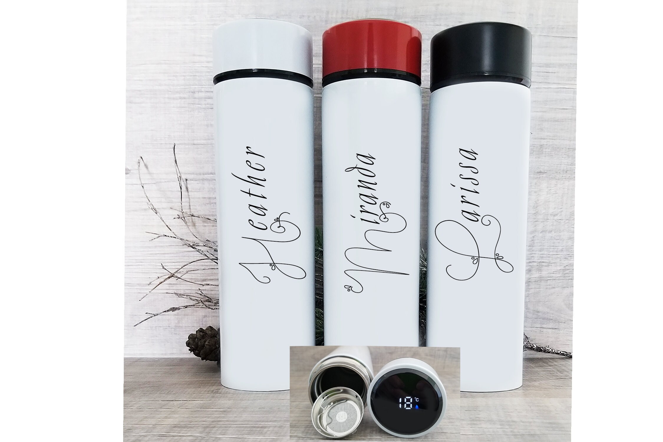 Custom Temperature Display Smart Water Bottle Personalized Etsy