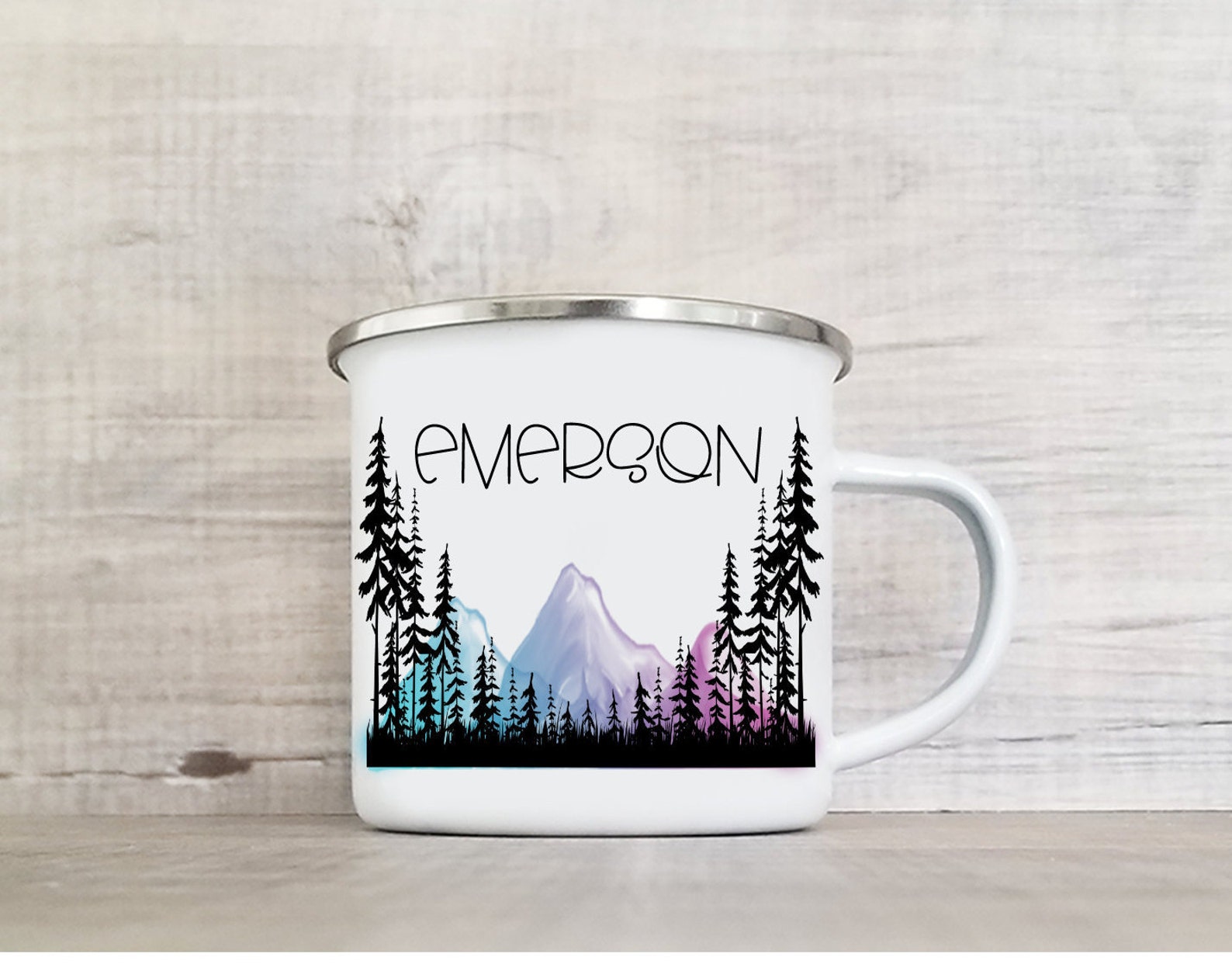 Custom Mountain Camp Mug Personalized Hiking Mug Coloured Etsy Canada