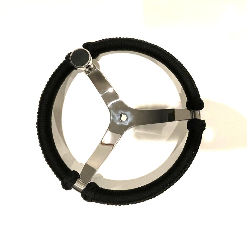 Black Paracord Wrapped Stainless Steel Boat Steering Wheel Etsy