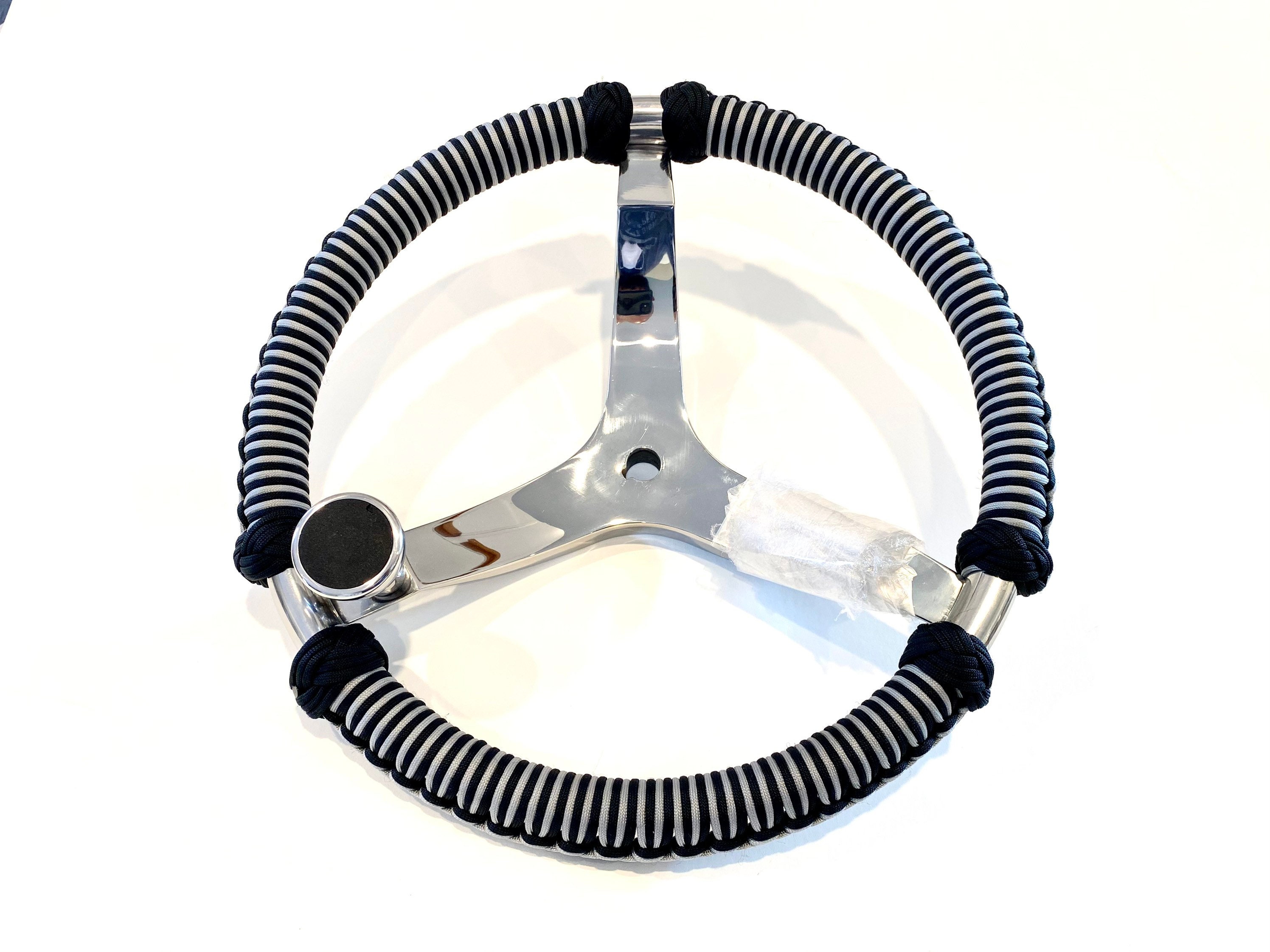 Paracord wrapped stainless steel boat steering wheel. Etsy