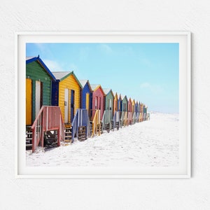 Beach Huts by the Shore Print, Printable, Beach Wall Decor, Beach Print, Ocean Print, Tropical, Aquatic, Ocean Print, Beach Hut Print