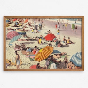 Retro Fun by the Sea, Retro Beach Print, Printable, Beach Wall Decor, Beach Print, Classic Print, Vintage Beach, 50's, Beach