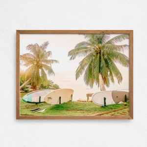 Tropisches Surfbrett Druck, Surfen Druck, Druckbar, Strand Wanddeko, Strand Print, Hawaii Print, Classic Surfboard, Surfen