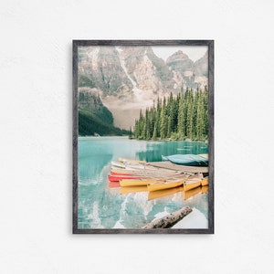 Lakeside Canoe, Printable, Rustic Wall Decor, Cabin Print, Lodge Print, Modern Cabin Art, Lake, Canoe