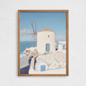 Santorini Print, Santorini Windmill, Greece Print, Santorini Wall Art, Greece Wall Art, Greece Decor, Printable Art, Instant Download