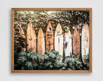Surf Shop by the Sea Print, Vintage Surfboards (digital Download