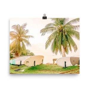 Tropischer Surfbrett Wanddruck, Surfing Print, Strand Wand dekor, Strand Druck, Hawaii Print, Klassisches Surfbrett, Surfen