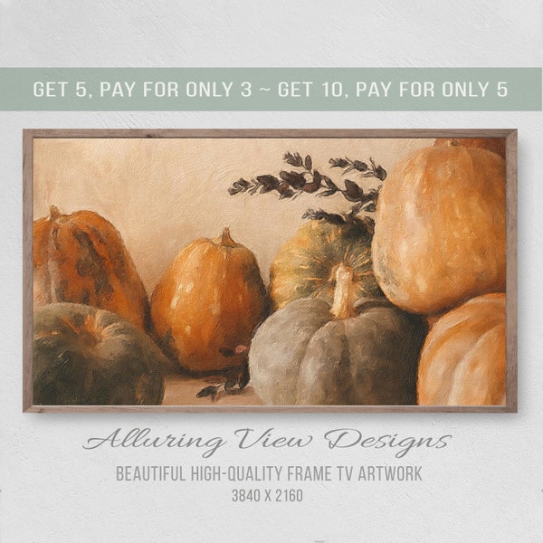 Classic Pumpkin Painting, Samsung Frame TV Art, Instant Download, Fall, Pumpkins, Samsung Art TV, Digital Download for Samsung Frame