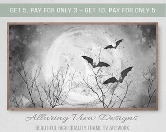 Halloween Bats Moon Samsung Frame TV Art (Digital Download)
