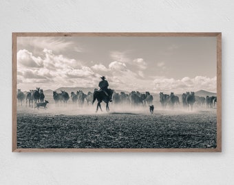 Cowboy Cattle Drive, Samsung Frame TV Art (Digital Download)