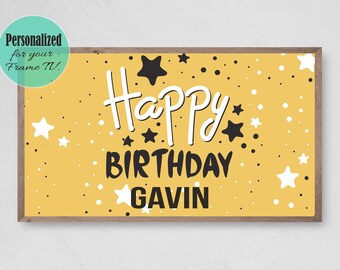 Marco de TV Samsung personalizado con "Feliz Cumpleaños" (Descarga digital)