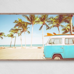 Samsung Frame TV Art, Instant Download, Beach Blue Surf Van, Samsung Art TV, Digital Download for Samsung Frame
