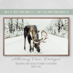 Winter Moose, Samsung Frame TV Art, Instant Download, Winter, Christmas, Frame TV Art, Samsung Art TV, Digital Download