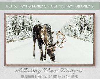 Winter Moose, Samsung Frame TV Art, Instant Download, Winter, Christmas, Frame TV Art, Samsung Art TV, Digital Download