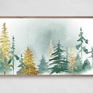 Samsung Frame TV Art Christmas, Golden Forest, Instant Download, Christmas, Frame TV Art, Samsung Art tv, LG tv art, Winter Decor, lg tv art
