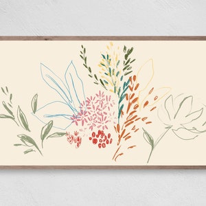 Samsung Frame TV Art, Colorful Wildflower Sketch, Instant Download Frame TV Art, Samsung Art TV, Digital Download for Samsung Frame