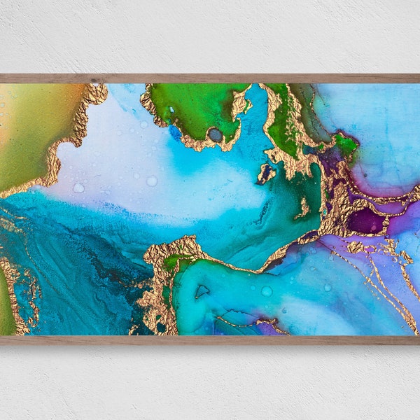 Blue and Gold Foil Samsung Frame TV Art (Digital Download)