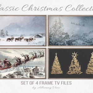 Samsung Frame TV Art Classic Christmas, Set of 4 Christmas Frame TV art, Christmas Designs, Modern Home, Frame TV Art, Instant Download