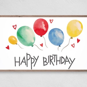 Samsung Frame TV Art, Instant Download, Happy Birthday Balloons, Samsung Art TV, Digital Download for Samsung Frame, Birthday