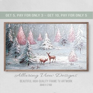 Samsung Frame TV Art Christmas, Vintage Deers in the Snow, Christmas Decor, Frame TV Art, Samsung Art Tv, Digital Download, LG tv art