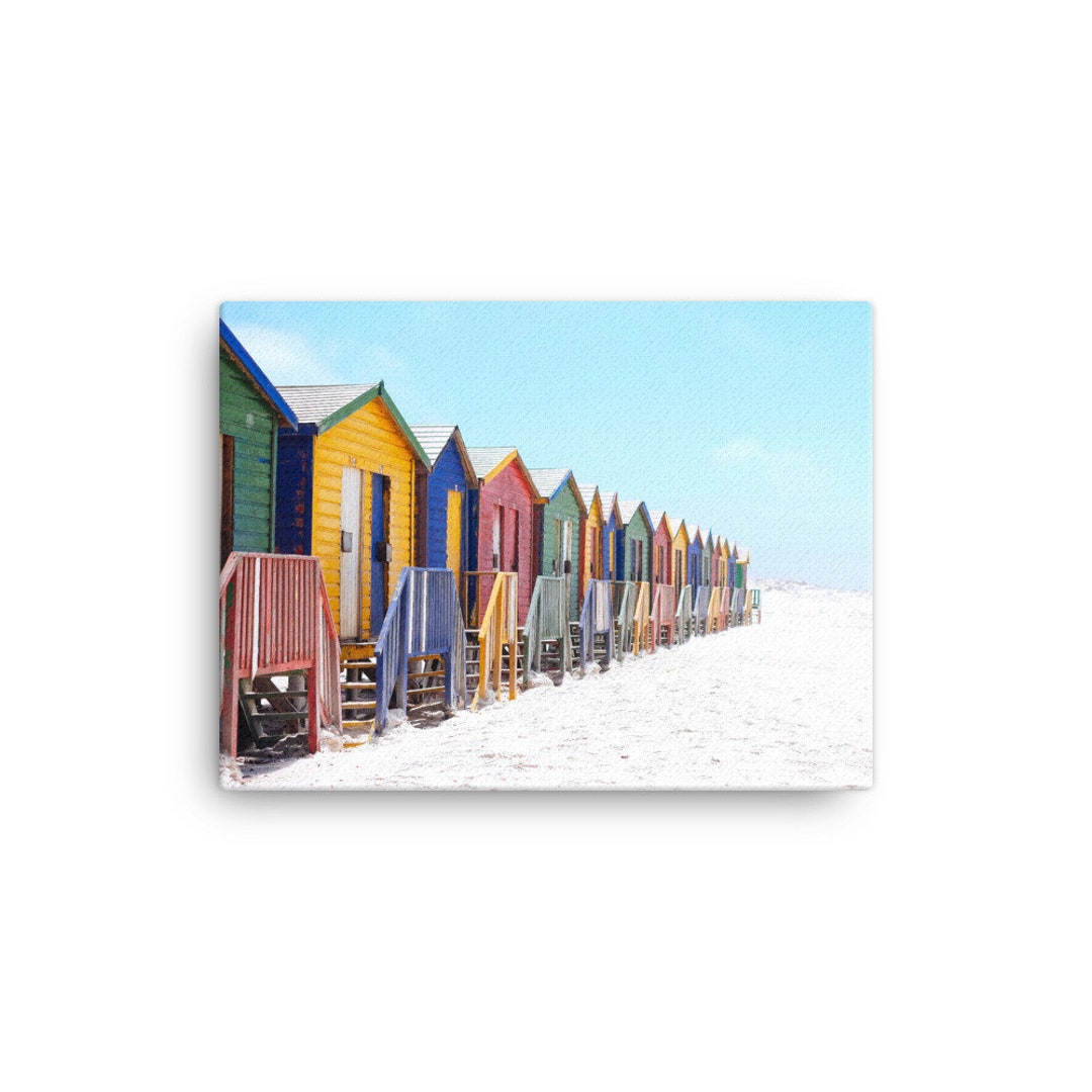 Colorful Beach Huts Canvas Print, Coastal Wall Art - Etsy