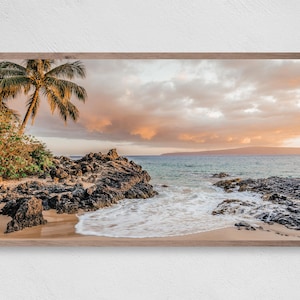 Samsung Frame TV Art, Instant Download, Hawaiiaanse dag op het strand, Samsung Art TV, digitale download voor Samsung Frame