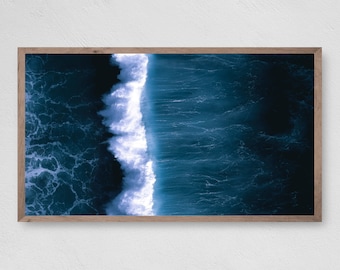 Ocean Wave Samsung Frame TV Art, Aerial Seascape (Digital Download)