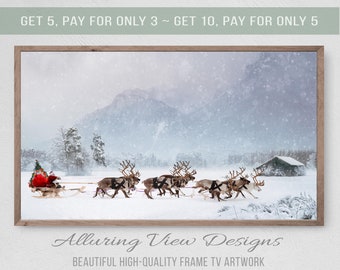 Samsung Frame TV Art Christmas, Santa&#39;s Nordic Delivery, Sleigh, Instant Download, Winter, Christmas, Santa, Frame TV Art, Samsung Art TV