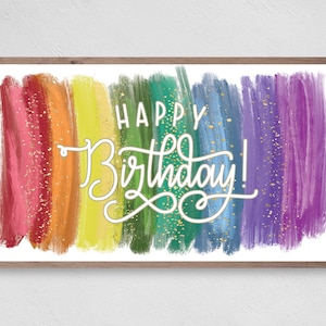 Samsung Frame TV Art, Instant Download, Rainbow Glitter Happy Birthday, Samsung Art TV, Digital Download for Samsung Frame, Birthday