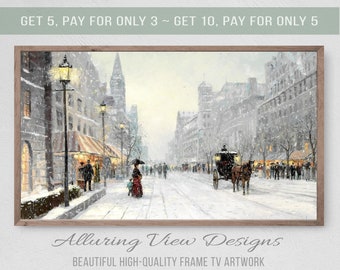 Samsung Frame TV Art, Winter Snow in the City, Instant Download, Winter, Christmas, Snow, Frame TV Art, Samsung Art TV, Digital Download