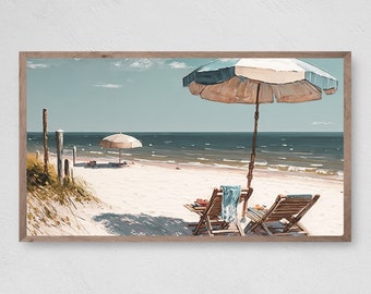 Summer Beach Scene Samsung Frame TV Art (Digital Download)