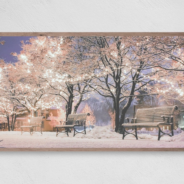 Samsung Frame TV Art, Glowing Lights at the Park, Instant Download, Winter, Christmas, Snow, Frame TV Art, Samsung Art TV, Digital Download
