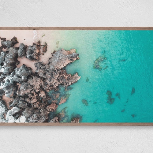 Samsung Frame TV Art Instant Download Turquoise Beach Shore Etsy