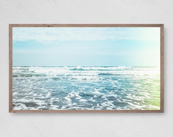 Ocean Blue Samsung Frame TV Art, Coastal Waves (Digital Download)