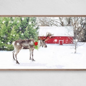 Christmas Reindeer, Samsung Frame TV Art, Instant Download, Christmas, Snow, Reindeer, Frame TV Art, Samsung Art TV, Digital Download