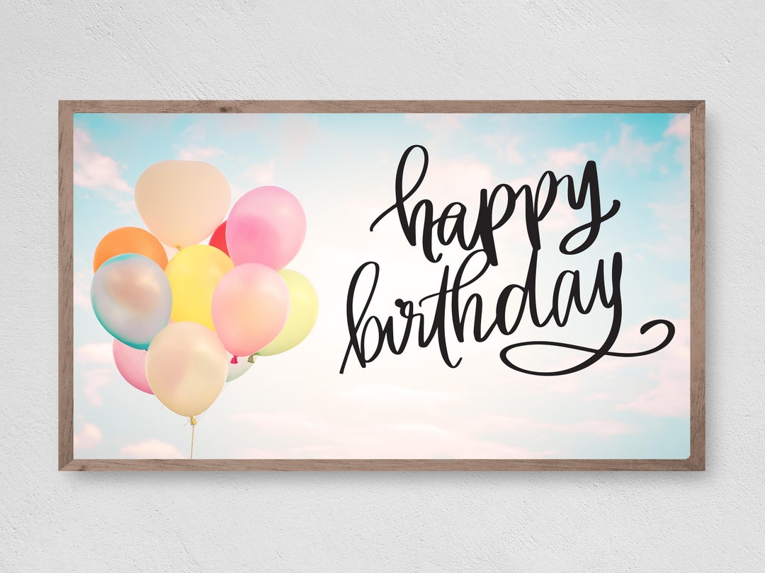 me_san  うさぎ　Photoフレーム　happy birthday Samsung Frame TV Art, Happy Birthday Pretty Balloons