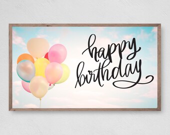 Samsung Frame TV Art, Happy Birthday Pretty Balloons, Samsung Art TV, Digital Download for Samsung Frame, Birthday, Instant Download