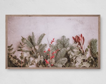 Christmas Branches Frame TV Art, Winter Greenery (Digital Download)
