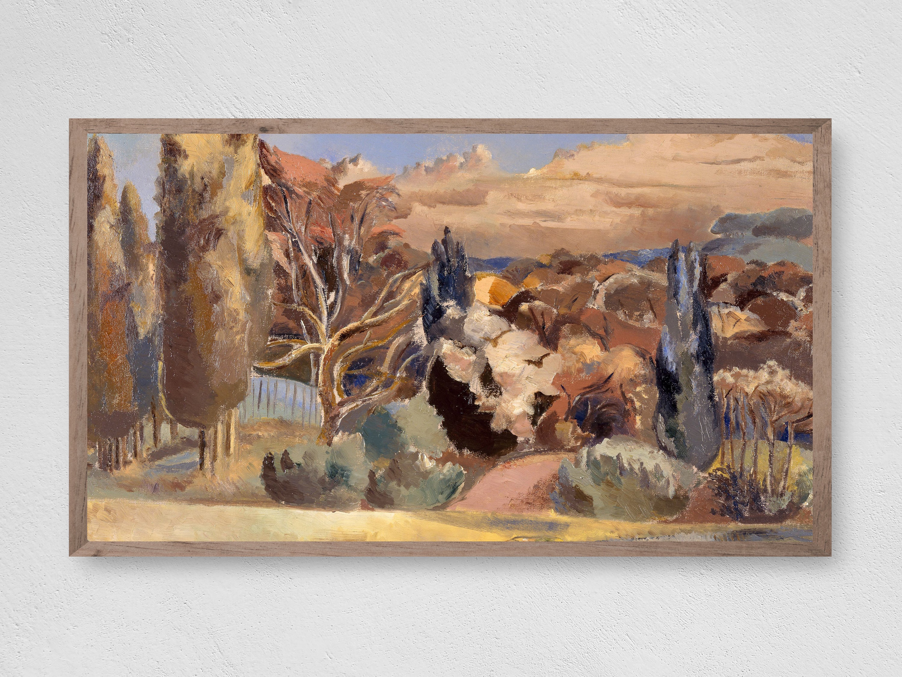 Sunset Trees Art for Samsung Frame TV Frame TV Art Landscape Painting Vintage Art Antique Decor Digital Art TV Instant Download #TV12