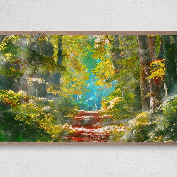 Forest Path Samsung Frame TV Art, Trees Digital Download