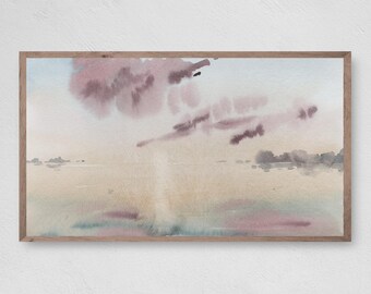 Abstract Sunrise Beach Watercolor, Samsung Frame TV Art (Digital Download)
